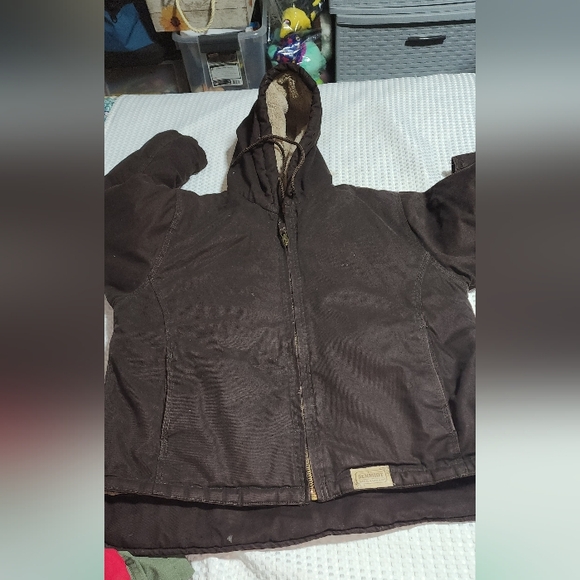 SMITHS EUC WOMEN'S SZ LARGE  14/16 DUCK CANVAS ZIPUP HOODED JACKET COAT - Picture 3 of 10